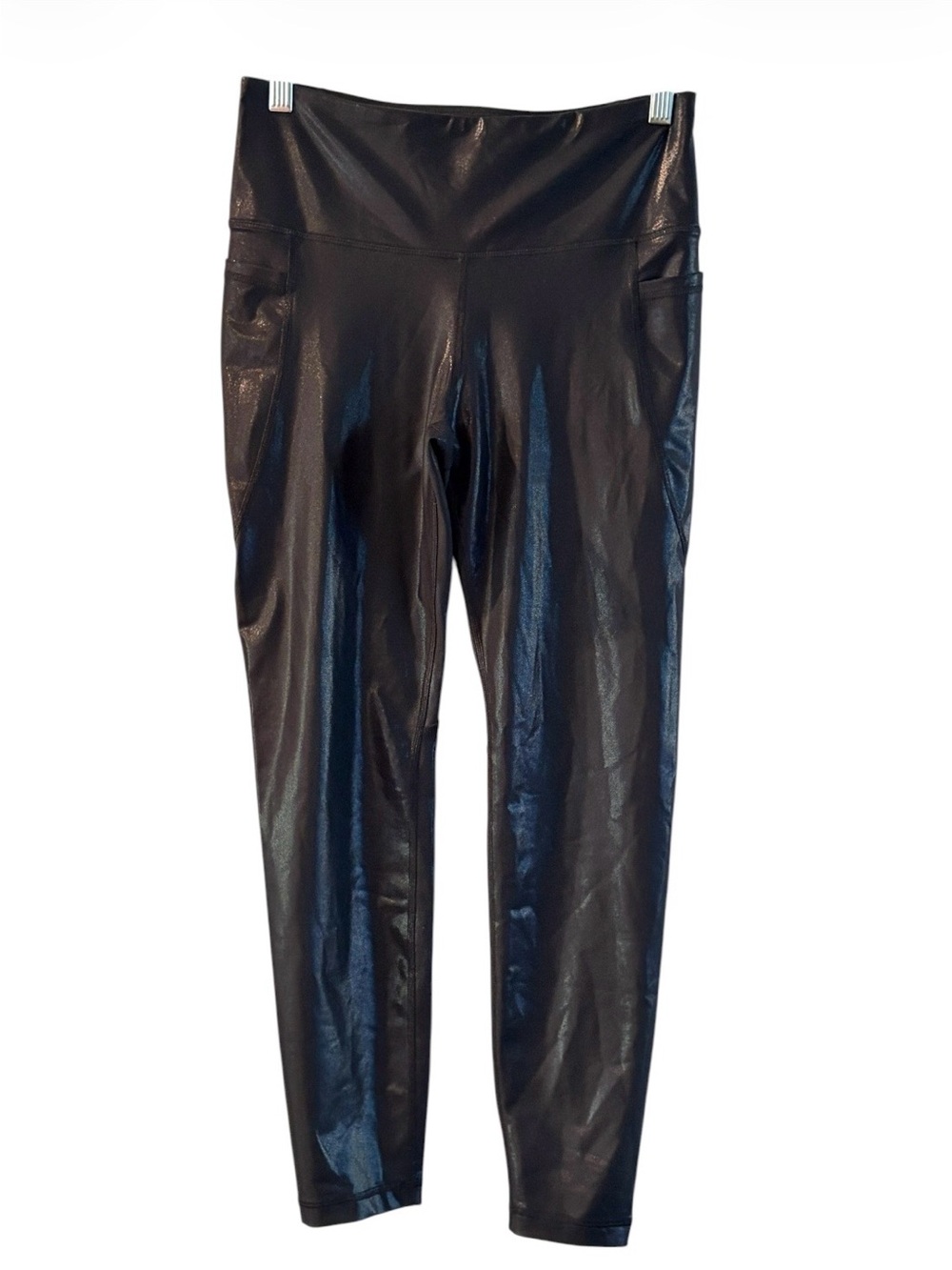 Old Navy Active Go-Dry Black Faux Pebbled Leather High-Rise Leggings Large